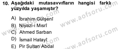 Halk Edebiyatına Giriş 2 Dersi 2014 - 2015 Yılı (Final) Dönem Sonu Sınav Soruları 10. Soru