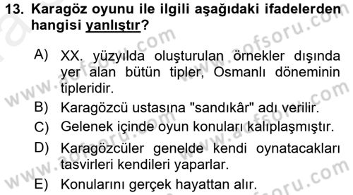 Halk Edebiyatına Giriş 2 Dersi 2015 - 2016 Yılı (Vize) Ara Sınav Soruları 13. Soru