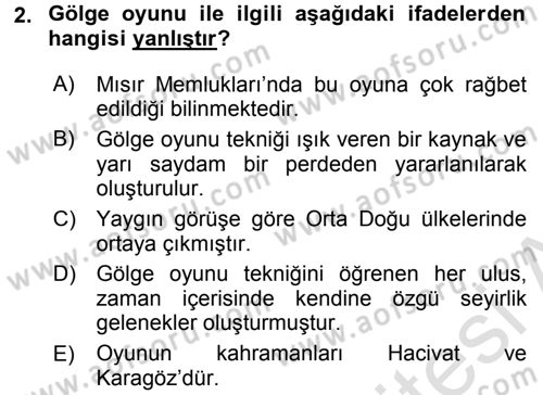 Halk Edebiyatına Giriş 2 Dersi 2015 - 2016 Yılı (Final) Dönem Sonu Sınav Soruları 2. Soru