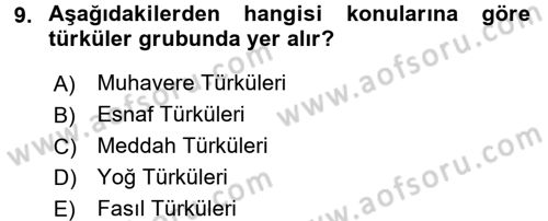 Halk Edebiyatına Giriş 2 Dersi 2016 - 2017 Yılı (Vize) Ara Sınav Soruları 9. Soru
