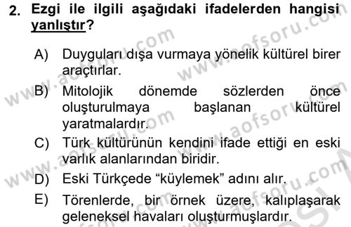Halk Edebiyatına Giriş 2 Dersi 2016 - 2017 Yılı (Final) Dönem Sonu Sınav Soruları 2. Soru