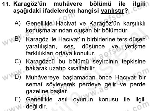 Halk Edebiyatına Giriş 2 Dersi 2017 - 2018 Yılı (Vize) Ara Sınav Soruları 11. Soru