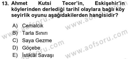 Halk Edebiyatına Giriş 2 Dersi 2017 - 2018 Yılı (Vize) Ara Sınav Soruları 13. Soru