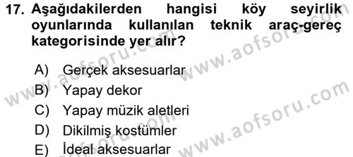 Halk Edebiyatına Giriş 2 Dersi 2017 - 2018 Yılı (Vize) Ara Sınav Soruları 17. Soru