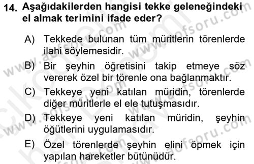 Halk Edebiyatına Giriş 2 Dersi 2017 - 2018 Yılı (Final) Dönem Sonu Sınav Soruları 14. Soru
