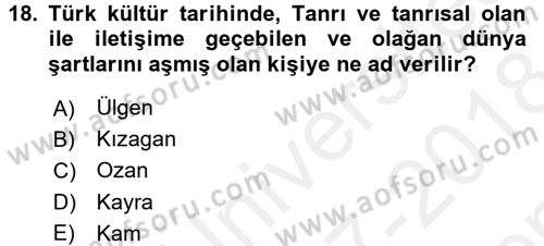 Halk Edebiyatına Giriş 2 Dersi 2017 - 2018 Yılı (Final) Dönem Sonu Sınav Soruları 18. Soru