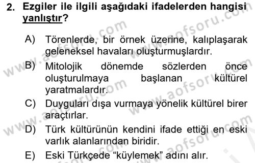 Halk Edebiyatına Giriş 2 Dersi 2017 - 2018 Yılı (Final) Dönem Sonu Sınav Soruları 2. Soru