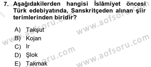 Halk Edebiyatına Giriş 2 Dersi 2017 - 2018 Yılı (Final) Dönem Sonu Sınav Soruları 7. Soru