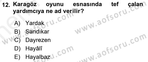 Halk Edebiyatına Giriş 2 Dersi 2018 - 2019 Yılı (Vize) Ara Sınav Soruları 12. Soru