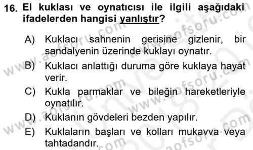 Halk Edebiyatına Giriş 2 Dersi 2018 - 2019 Yılı (Vize) Ara Sınav Soruları 16. Soru