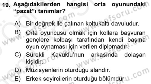 Halk Edebiyatına Giriş 2 Dersi 2018 - 2019 Yılı (Vize) Ara Sınav Soruları 19. Soru