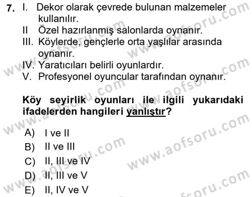 Halk Edebiyatına Giriş 2 Dersi 2018 - 2019 Yılı (Vize) Ara Sınav Soruları 7. Soru