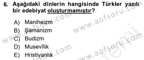 Halk Edebiyatına Giriş 2 Dersi 2018 - 2019 Yılı (Final) Dönem Sonu Sınav Soruları 6. Soru