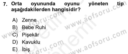 Halk Edebiyatına Giriş 2 Dersi 2018 - 2019 Yılı (Final) Dönem Sonu Sınav Soruları 7. Soru