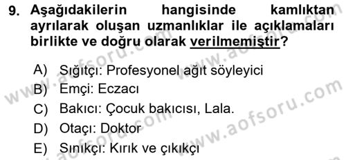 Halk Edebiyatına Giriş 2 Dersi 2018 - 2019 Yılı (Final) Dönem Sonu Sınav Soruları 9. Soru