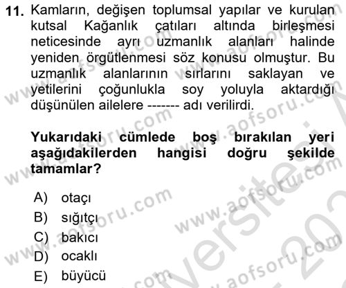 Halk Edebiyatına Giriş 2 Dersi 2020 - 2021 Yılı Yaz Okulu Sınav Soruları 11. Soru