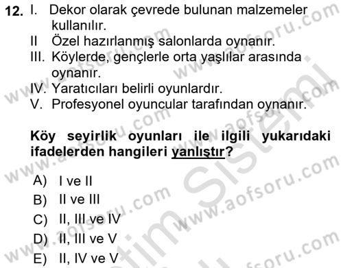 Halk Edebiyatına Giriş 2 Dersi 2021 - 2022 Yılı (Vize) Ara Sınav Soruları 12. Soru