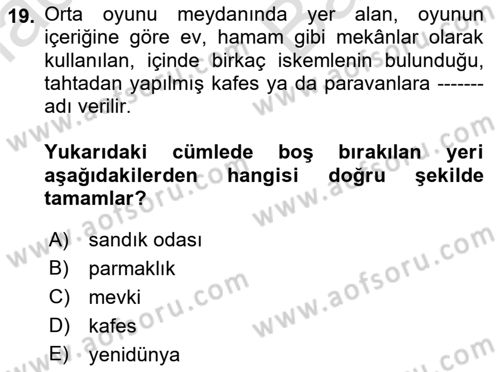 Halk Edebiyatına Giriş 2 Dersi 2021 - 2022 Yılı (Vize) Ara Sınav Soruları 19. Soru