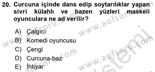 Halk Edebiyatına Giriş 2 Dersi 2021 - 2022 Yılı (Vize) Ara Sınav Soruları 20. Soru