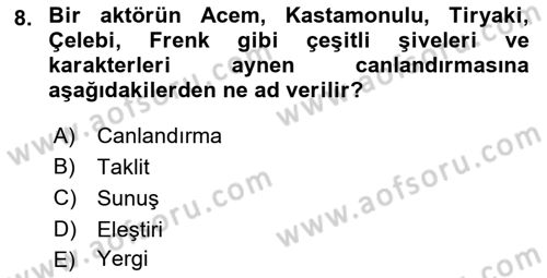 Halk Edebiyatına Giriş 2 Dersi 2021 - 2022 Yılı (Vize) Ara Sınav Soruları 8. Soru