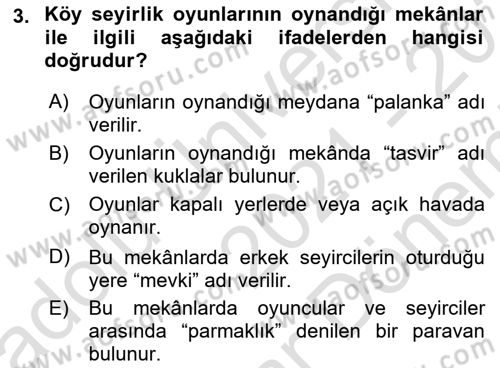 Halk Edebiyatına Giriş 2 Dersi 2021 - 2022 Yılı (Final) Dönem Sonu Sınav Soruları 3. Soru