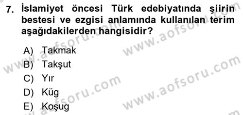 Halk Edebiyatına Giriş 2 Dersi 2021 - 2022 Yılı (Final) Dönem Sonu Sınav Soruları 7. Soru