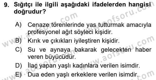 Halk Edebiyatına Giriş 2 Dersi 2021 - 2022 Yılı (Final) Dönem Sonu Sınav Soruları 9. Soru