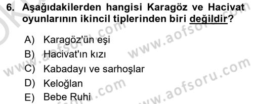 Halk Edebiyatına Giriş 2 Dersi 2021 - 2022 Yılı Yaz Okulu Sınav Soruları 6. Soru