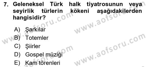 Halk Edebiyatına Giriş 2 Dersi 2021 - 2022 Yılı Yaz Okulu Sınav Soruları 7. Soru