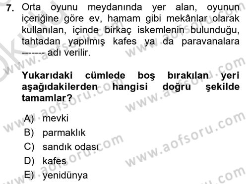 Halk Edebiyatına Giriş 2 Dersi 2022 - 2023 Yılı Yaz Okulu Sınav Soruları 7. Soru