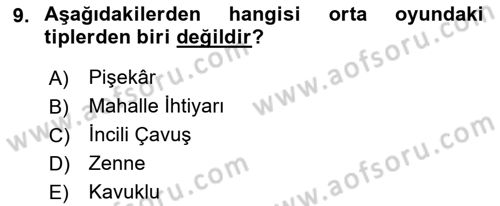 Halk Edebiyatına Giriş 2 Dersi 2022 - 2023 Yılı Yaz Okulu Sınav Soruları 9. Soru