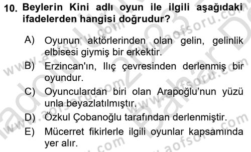 Halk Edebiyatına Giriş 2 Dersi 2023 - 2024 Yılı (Vize) Ara Sınav Soruları 10. Soru