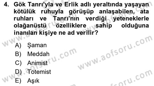 Halk Edebiyatına Giriş 2 Dersi 2023 - 2024 Yılı (Final) Dönem Sonu Sınav Soruları 4. Soru