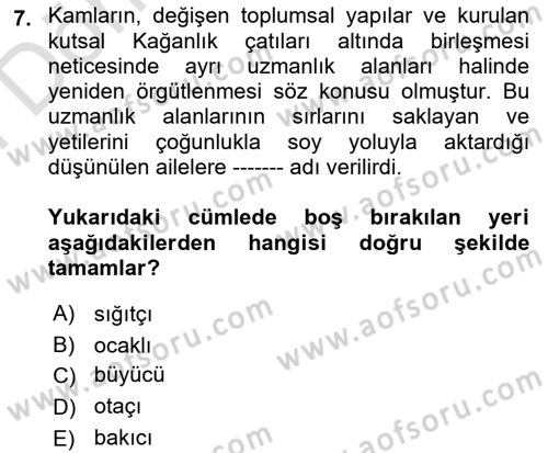 Halk Edebiyatına Giriş 2 Dersi 2023 - 2024 Yılı (Final) Dönem Sonu Sınav Soruları 7. Soru