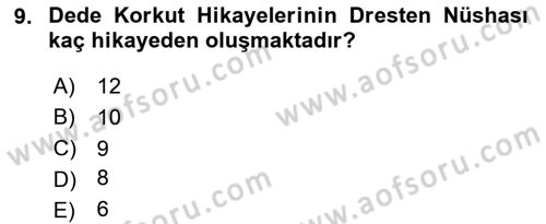 Halk Edebiyatına Giriş 2 Dersi 2023 - 2024 Yılı (Final) Dönem Sonu Sınav Soruları 9. Soru