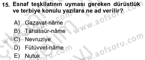 Halk Edebiyatına Giriş 2 Dersi 2023 - 2024 Yılı Yaz Okulu Sınav Soruları 15. Soru