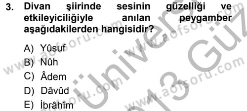 Eski Türk Edebiyatına Giriş: Biçim ve Ölçü Dersi Ara Sınavı Deneme Sınav Soruları 3. Soru