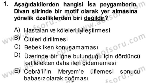 Eski Türk Edebiyatına Giriş: Biçim ve Ölçü Dersi Ara Sınavı Deneme Sınav Soruları 1. Soru