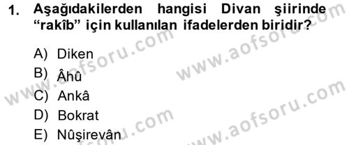 Eski Türk Edebiyatına Giriş: Biçim ve Ölçü Dersi 2014 - 2015 Yılı (Vize) Ara Sınav Soruları 1. Soru