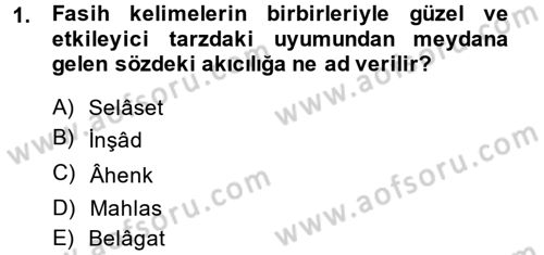 Eski Türk Edebiyatına Giriş: Biçim ve Ölçü Dersi 2014 - 2015 Yılı (Final) Dönem Sonu Sınav Soruları 1. Soru