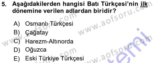 Eski Türk Edebiyatına Giriş: Biçim ve Ölçü Dersi Ara Sınavı Deneme Sınav Soruları 5. Soru