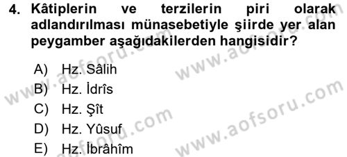 Eski Türk Edebiyatına Giriş: Biçim ve Ölçü Dersi Ara Sınavı Deneme Sınav Soruları 4. Soru