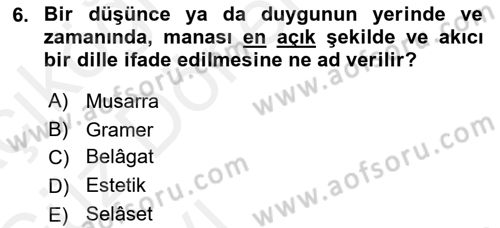 Eski Türk Edebiyatına Giriş: Biçim ve Ölçü Dersi Ara Sınavı Deneme Sınav Soruları 6. Soru