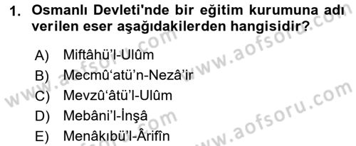 Eski Türk Edebiyatına Giriş: Biçim ve Ölçü Dersi 2018 - 2019 Yılı (Final) Dönem Sonu Sınav Soruları 1. Soru