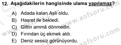 Eski Türk Edebiyatına Giriş: Biçim ve Ölçü Dersi 2018 - 2019 Yılı (Final) Dönem Sonu Sınav Soruları 12. Soru