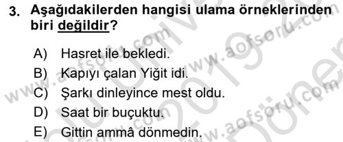 Eski Türk Edebiyatına Giriş: Biçim ve Ölçü Dersi 2019 - 2020 Yılı (Final) Dönem Sonu Sınav Soruları 3. Soru