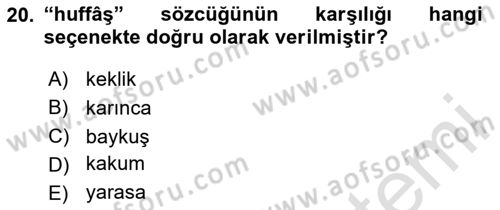 Eski Türk Edebiyatına Giriş: Biçim ve Ölçü Dersi 2020 - 2021 Yılı Yaz Okulu Sınav Soruları 20. Soru