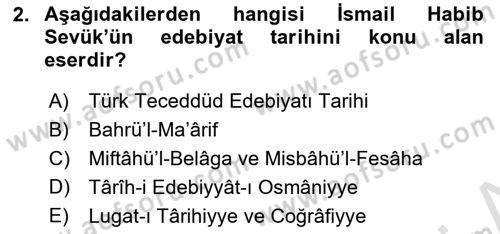 Eski Türk Edebiyatına Giriş: Biçim ve Ölçü Dersi 2021 - 2022 Yılı (Vize) Ara Sınav Soruları 2. Soru