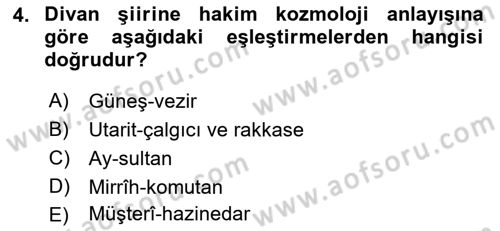 Eski Türk Edebiyatına Giriş: Biçim ve Ölçü Dersi 2021 - 2022 Yılı (Vize) Ara Sınav Soruları 4. Soru