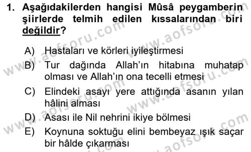 Eski Türk Edebiyatına Giriş: Biçim ve Ölçü Dersi 2023 - 2024 Yılı Yaz Okulu Sınav Soruları 1. Soru